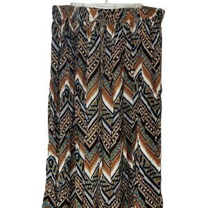 Surrale Ladies Brown & Gold Printed Maxi Skirt w/ Elastic Drawstring Waist, M!